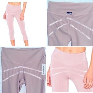 New NWT $96 Beloforte Catalonia Dusty Rose Pink Ribbon Detail Crop Legging Small